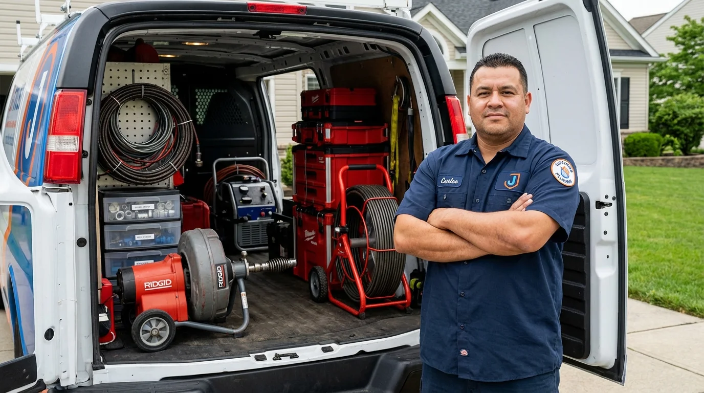 Professional drain cleaning equipment and Johns Plumbing LLC plumber in Box Elder