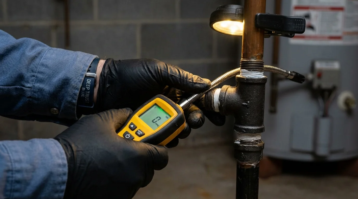 Gas leak detection with electronic sniffer by Johns Plumbing LLC in Box Elder